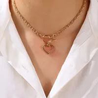 Design Metal Love Heart Shape Womens Necklace Trend Fashion Hip Hop Party Girl Creative Jewelry