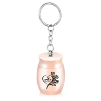 30x40mm 5 Color Mini Cremation Urn for Ashes Pet Human Memorial Urns Keychain Rose Flower Ashes Funeral jar -Always in my Heart256b