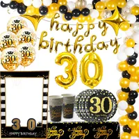 Weigao Gold Black Black 30th Bullotes Balloon de látex Adulto Treinta y 30 Ballones Confeti Happy 30 Number Balls Globos Supplies219W