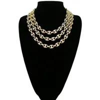 Hip Hop 12mm Gold Silver Color Poled Iced Out Puff Marine Anchpr Chain Link bling ketting voor Men3097