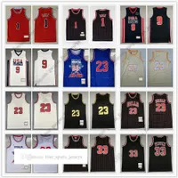 Retro Mitchell and Ness Basketball Jerseys Derrick Rose 08-09 Scottie Pippen Dennis Rodman 95-96 97-98 High Quality Jersey Size