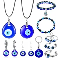 Collier pour les yeux diaboliques pour femmes bracelet de charme bleu creux de grec mati hamsa nazar verres à anneaux de luxe boucles oreilles