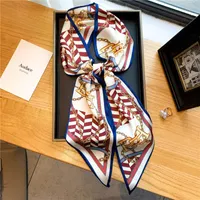Schals Luxus -Stirnbänder Silk Skinny Schal Frauen Haarbänder Design Wraps Foulard Ribbons Ladies Scunchies Bufanda 2022