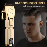 Gold Metal Barbershop Cutter Hair Machine Machine Haircut Hairless Hair Clipper Trimer 100-240V Cut Electric Rechargeable230W