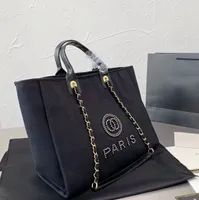 Luksusowa marka klasyczna cha plażowe torby na płótnie Pearl Evening Bag Designer Portable Zakupy Duże zdolności torebki torebki etykieta plecak plecak plecak satchel dkg4
