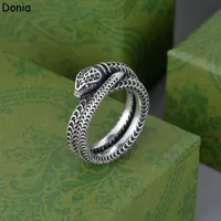 Donia jewelry luxury ring retro snake silver inlaid zircon European and American fashion handmade designer with box