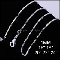 Chains Necklaces Pendants Jewelry Bk 1Mm 925 Sterling Sier Box Choker For Women Men Pendant Making 16 18 20 22 24 Inches Drop Delivery 202