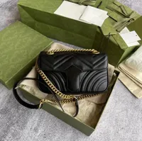 Мода Marmont Women Luxurys Designers Bags 446744 настоящие кожаные сумочки цепочка косметическая мессенджера для плеча сумки для плеча до леди кошелек кошелек