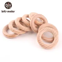 Lets Make Beech Wood 50pc Wooden Ring 40556070mm Wooden Teether DIY Bracelet Crafts Gift Teething Accessory Baby Teether 220519
