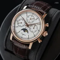 Zegarek zegarki Sugess Chronograph zegarki męskie 2022 Seagull ST1908 Ruch Moon Faza nadgarstka dla mężczyzn luksusowa randka Sapphire Crystal Iris22