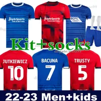22 23 Birmingham Soccer Jersey Red Deeney Bela McGree City FC 2022 2023 Home Away Adults Men Kid Kit Kit Full Set Football Shirts Courtettes Pedersen Dean Sunjic Child