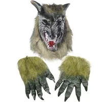 Maschera di lupo selvatico Halloween spaventoso lupo testa di lupo copricapo sanguinante killer peluche cosplay orrore maschera animale per bambini adulti vestito elegante festa G220412