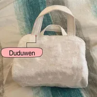 24X15X8cm fashion D fur bag embroidery letter pink or blue plush body with strap zipper makeup storage case201S