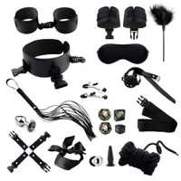 Sexy Games 20pcs Whip Gag Nipple Clamps Toys for Couples Leather Bdsm Kits Plush Bondage Set Handcuffs DFVL