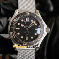50th Diver 300m James Bond 007 No Time to Die Mens Amens Watch Black Dial Mesh Steel Band 210 90 42 20 01 001 Watches PU340L