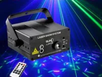 Ny blågrön fjärrkontroll Laserbelysning Sony 3-håls mönster 24 Bar KTV Light Voice-Actived Laser Stage Lights Flash