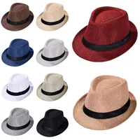 Berets Imixlot 2022 Fashion Retro Men's Jazz Cap Spring Summer Bowler Outdoor Straw Cowboy Hat Classic Version Chapeau Hatsberets