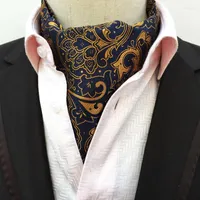 Sitonjwly Mens Ascot Vintage Paisley Classic Wedding Business الرسمية Cravat Self Ties Gentleman Polyester Neck Tie الشعار المخصص