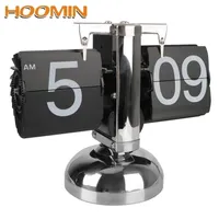 HOOMIN Digital Clock Desktop Retro Auto Flip Clock Internal Gear Operated Quartz Home Decors 220526