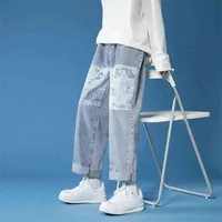 2020 New Ins Jeans اتجاه الرجال وسيم متعدد الاستخدامات مستقيمة سراويل الساق الواسعة الخصر أرفع الشارع ملابس رخيصة الصين 1H