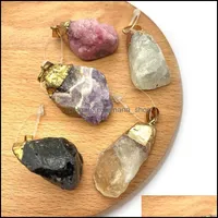 Pendant Necklaces Pendants Jewelry 2Pcs/Pack Natural Stone Crystal Irregar Shape 5 Colors For Dhh94