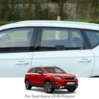 8st Car Window Center Piller Sticker PVC Trim Anti-Scratch Film för Seat Ateca 2016-närvarande externa biltillbehör