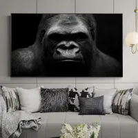 Resim Sergisi Modern Siyah Goril Orangutan Resimleri Hayvan Vahşi Yaşam Maymun Posterler Ve Baskılar Duvar Sanatı Oturma Odası Erkek Dekor Için