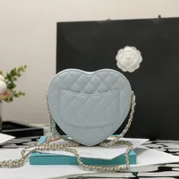 10A Top quality lady shoulder bag Heart-shaped handbags 18cm luxury chain clutch cosmetic bag sheepskin designer crossbody bags coin purse AS3191 With box C018