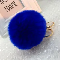 Keychains Colors Faux Fur 8cm Hairball Keychain pour femmes Cha￮nes de cl￩s de mode Femelle Femme Mignon joli bijoux Pendant