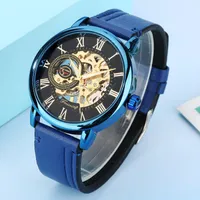 Orologi da polso in pelle blu fascia da uomo orologio da polso orologio orologio nero orologio nero per uomo manuale manuale fibbia