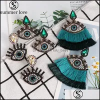 Dangle żyrandol kolczyki biżuteria Czech Crystal Zła Niebieskie Niebieskie oczy Długie kropla dla kobiet etniczne modne oświadczenie frędzla