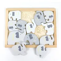 フレームパズル付きの木製象の3次元パズルベイビー幼児啓蒙実践的なおもちゃ12動物