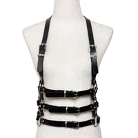 Cinturones moda punk hombres frescos para mujeres cinturón de cuero harajuku arnés artificial arnés ajustable tres líneas correas de cintura
