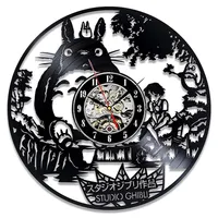 Studio Ghibli Totoro Wall Clock Clock Cartoon My Neighbor Totoro Vinyl Records Clocks Wall Watch Home Decor