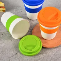 أكواب drinkware 400 ملليلتر القدح السفر مع غطاء سيليكون قابلة لإعادة الاستخدام الحرارة المعزول الشاي القهوة كوب البلاستيك المضادة للسقوط غير الانزلاق