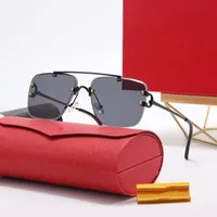 red fashion sport sunglasses for men unisex buffalo horn glasses mens women rimless sun eyeglasses metal frame eyewear lunettes 7 320R
