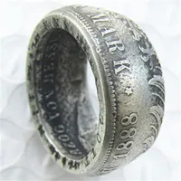 Anello moneta d'argento Germania 5 Marco 1888 Plorato argento fatto a mano in dimensioni 8-162057