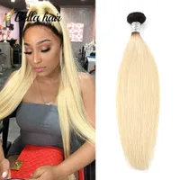 1b/613 Blonde Hair Bundles Silky Straight Two Tone Dark Roots Honey Body Wave Wavy Weaving Ombre Virgin Remy Hair Extensions 11A
