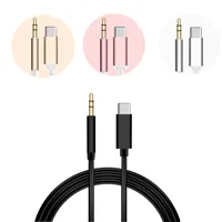 USB C till 3,5 mm manliga ljud Aux -kablar Nylon Braded hörlurar Jack Stereo högtalarbil Musiksladd för iPhone Samsung Google Pixel