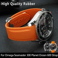 20mm 22mm Curved End Rubber Silicone Watch Bands för Omega Seamaster 300 Speedmaster Strap Brand Watchband Blue Black Orange