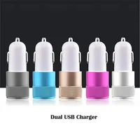 Universal Car Charger 2.1A+1A Dual USB Ports Metal Alloy Chargers for Iphone Samsung HTC Android Phone PC MP3 Wholea21275t290T