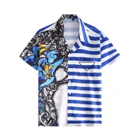 AAAメンズTシャツファッションラペルシャツサマーアウトドアルーズ新鮮なカジュアルプリントボタン半袖ハワイアンビーチパーティースタイルシャツ