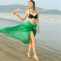 Scarves Women Solid Color Chiffon Beach Scarf Shawl Summer Sunscreen Bandana Foulard Femme Bikini Cover Up Sarong Silk Kiml22