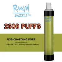 RandM Dazzle Pro E Cigarette 2600puffs Wholesales Disposable Vape Pen LED RGB Light with Rechargeable 1100mAh 6ml
