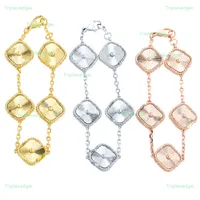 Bracciale di moda con trifoglio oro 18k Bracciale di lusso di bracciale di lusso per donne regali di gioielli in acciaio inossidabile di fascia alta 316L