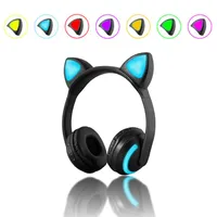 Kedi Kulak Kulaklıkları 7 Renkli Yanıp Sönen Parlayan Kulaklık Kulaklık Bluetooth Kulaklık Kızlar için Oyun Tavşan Geyik Şeytan Kulak Headb2618