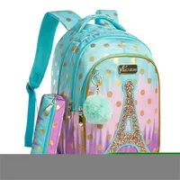Mochila de bolsas escolares para niños mochilas adolescentes para niñas bacinas de torre de lentejuelas 220808
