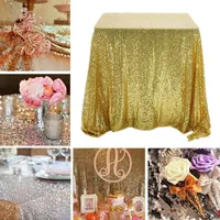غطاء طاولة مستطيلة بريق ترتر طاولة قطعة قماش الورد الذهب / المائدة الفضية لحفل الزفاف ديكور المنزل
