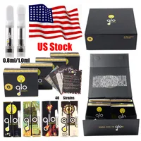 USA Stock GLO Extracts Vape Cartridge Pen Oil Carts 0.8ml 1ml Atomizers Hologram Packaging Ceramic Coil 510 Thread Glass Thick Dab Wax Vaporizer E Cigarettes Empty