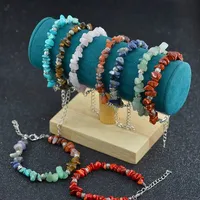 Unregelm￤￟ige Naturstein -Chip -Armband Strang Yoga Chakra Kristallheilung Edelsteinarmb￤nder f￼r Frauen Modeschmuck